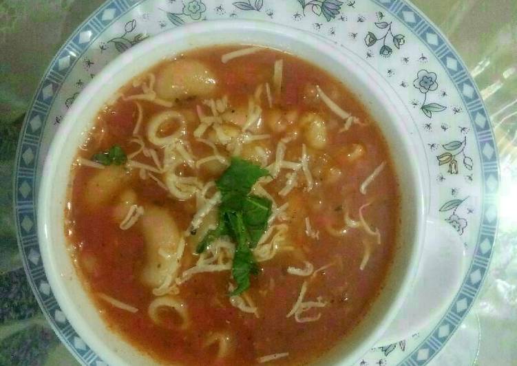 Steps to Make Favorite Tomato pasta beans soup (jain)