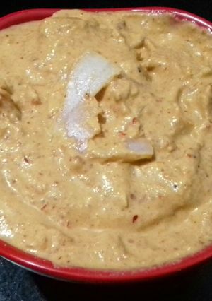 A picture of Chintapandu pachadi/ tamarind and peanut pachadi(Andhra food).