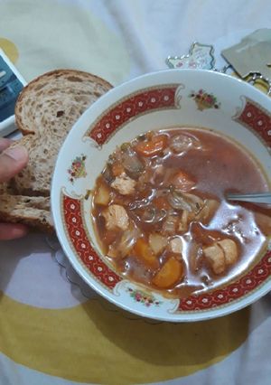 A picture of Borscht (Борщ) Ukrainian Soup.