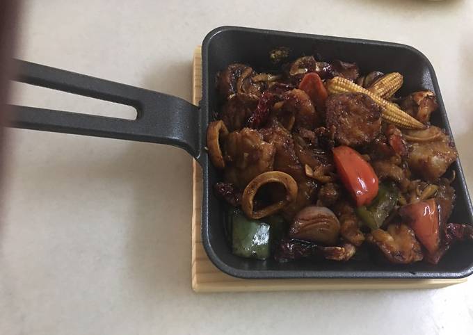 Recipe of Speedy Schezuan Style Mixed Seafood Sizzler