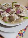 Un agudito de pasta corta en caldo de cangreja y curvina