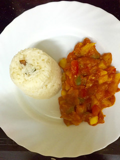 Una foto de Pisto casero con arroz thai
