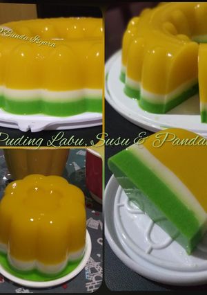 Foto resep 🍮Puding Labu Susu Pandan
