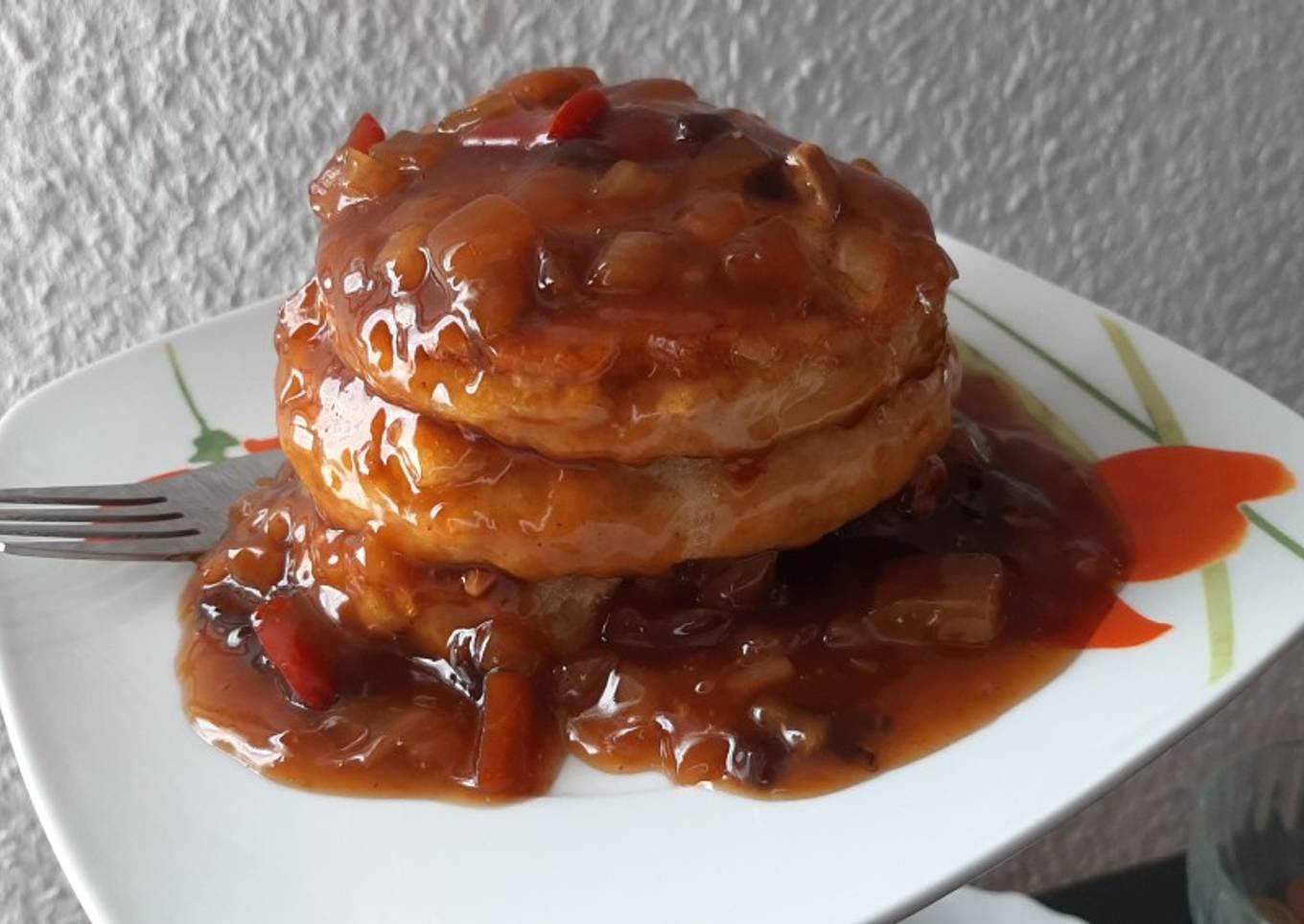 Pencake Babi (bisa di ganti sapi) Saus paprika nanas