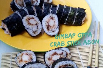 Resep Gimbap Oppa Crab Stick Abon Pedas yang Enak Banget