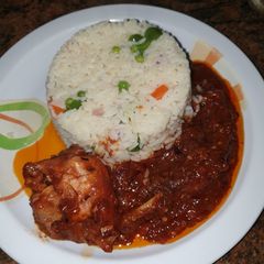 A picture of Veggies rice nd stew.