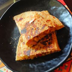 A picture of Veggie Chapati (left over) Wrap.