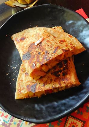 A picture of Veggie Chapati (left over) Wrap.