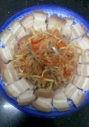 Hình của món Thịt heo luộc- mắm đu đủ.