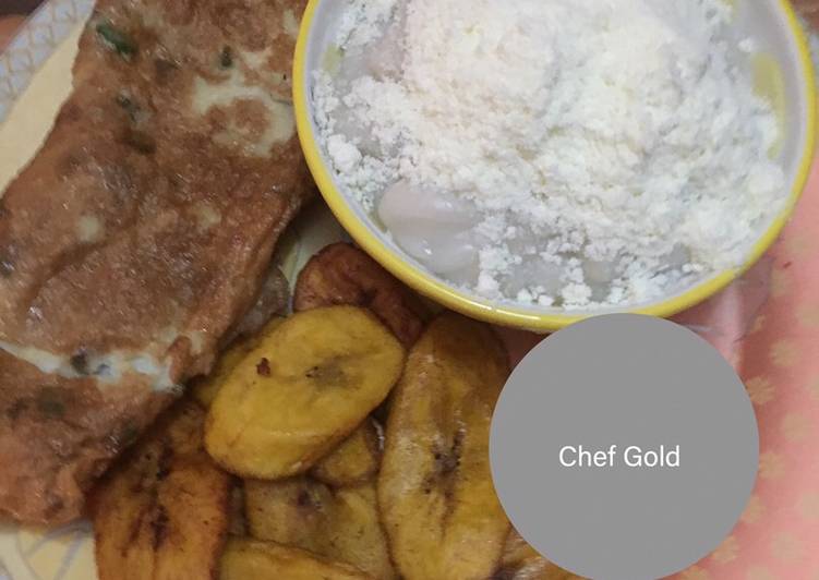 Steps to Make Favorite Fried plantain and egg with akamu (pap)