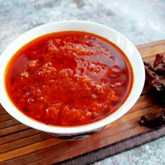 A picture of Homemade Schezwan Sauce.