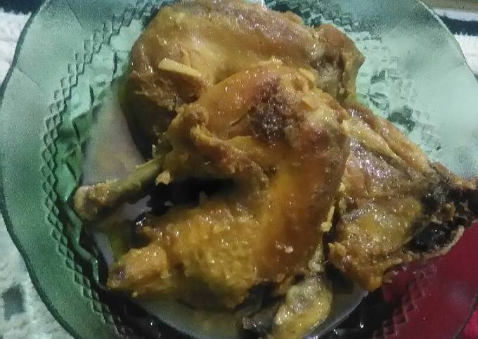 Ayam goreng kuah saos tiram simpel