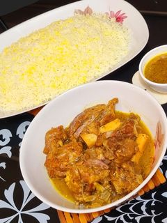 عکسی از دستور چلو گوشت زعفرانی