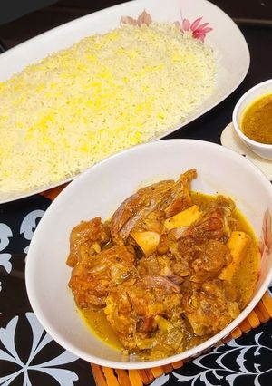 عکسی از دستور چلو گوشت زعفرانی