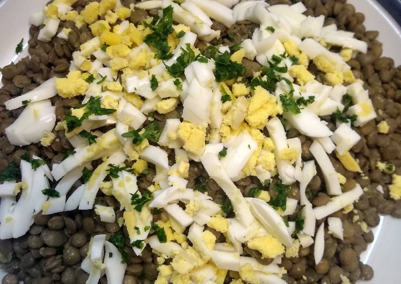 Lentejas frías en ensalada