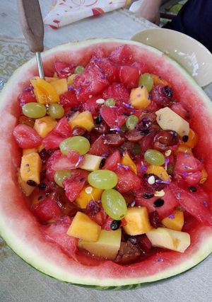 Gyümölcssaláta 🍉🍇🍒🥭🍋🍊 recept fotója