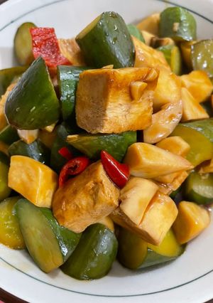 藍藍的-自製甜麵醬炒黃瓜 的食譜成品照片