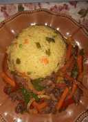 Fried rice and beef stir fry