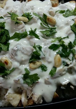 صورة لوصفة فته سورى بالفراخ و الزبادى