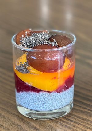 A picture of Compote and Chia Seed Pudding.