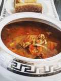 Sopa de Cabeça e Filé de Atum com Legumes