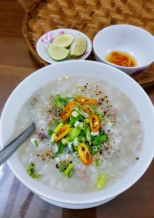 Hình của món Cháo thịt bò băm.