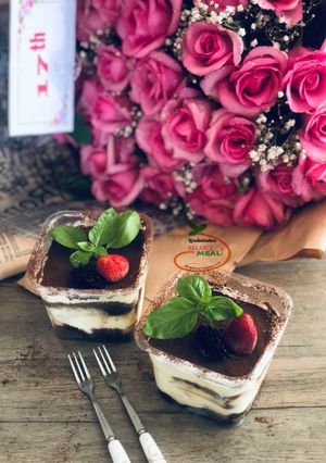 Hình của món Tiramisu đơn giản không rượu, trứng.