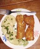 Lonjas empanizada con yuca salteada...🇸🇻