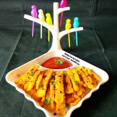 A picture of Spicy & Tangy Pumpkin French Fries - Desi Chatpata Swad Munchies.