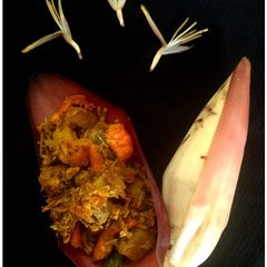 A picture of Mocha Chingri Gonto (Banana Flower with prawn).