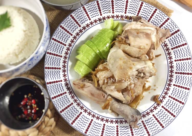 Nasi Hainam dengan Ayam Rebus - Pek cam kee - menu sehat enak dan bergizi