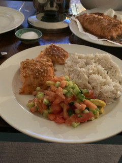 A picture of Salmon in Ginger & Garlic.