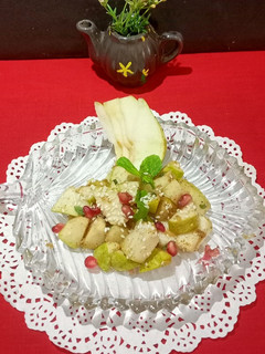 A picture of Babugosha / Pear Chaat.