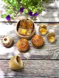 Mixed Mooncakes with Jamón and Salted Egg Yolk