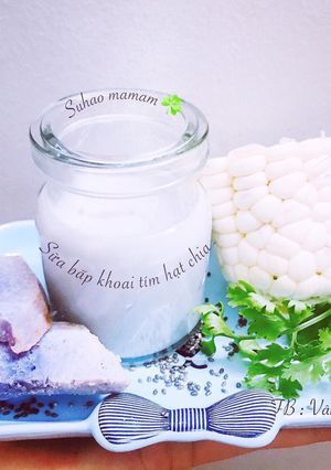 Hình của món Ăn dặm- Sữa bắp khoai tím hạt chia.