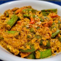 A picture of No Onion No Garlic Special Okra / Bhindi Masala.