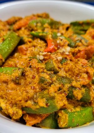 A picture of No Onion No Garlic Special Okra / Bhindi Masala.