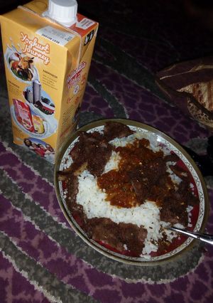 Shinkafa da miya ainihin hoton girkin