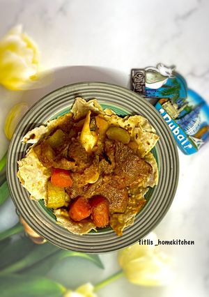 A picture of Mutton Tharid (Emirati Style Mutton Stew).