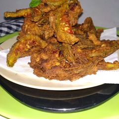 Spicy bitter gourd crispy fry A picture of Spicy bitter gourd crispy fry.