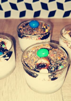Une photo de Mc fleury m&m's sauce chocolat
