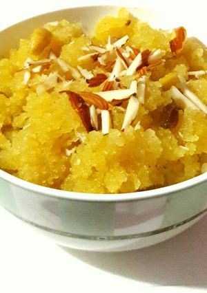 A picture of Butter scotch Halwa.