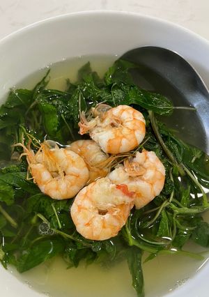 Hình của món Canh rau đay tôm nõn.