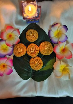 A picture of Roasted gram dal sandesh.