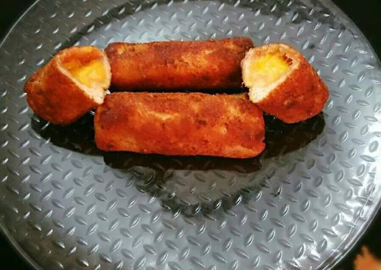 Bread toast roll ups with mango stuffing