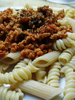 Una foto de Pasta con salsa bolognesa sin carne