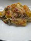 Baked Pasta with Mushrooms, Zucchini, Gorgonzola, and Ham