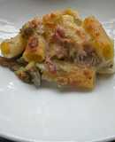 Pasta al forno, funghi zucchine,gorgonzola e prosciutto