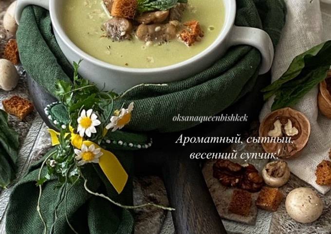 🍃Весенний крем-суп с кабачками и шампиньонами
