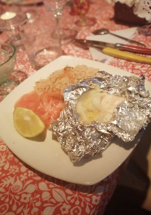 Una foto de Papillon de Salmón